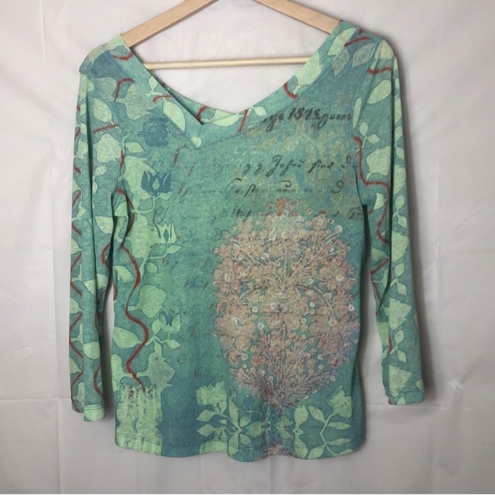 I.E. Relaxed Petite Off Center V-Neck Top Large Petite